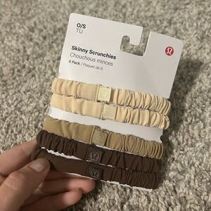 Lululemon Athletica Neutral Skinny Scrunchies Set